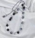 Monochrome Silver Chain Beads Hand Holder for Phone Case